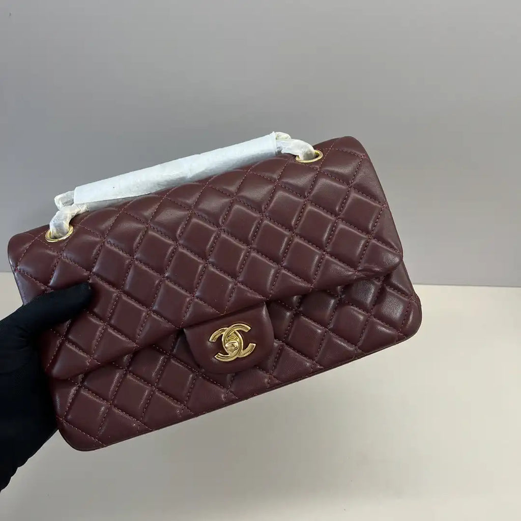 Chanel A01112 Flap Classic 11.12 Handbag Lambskin Wine Red