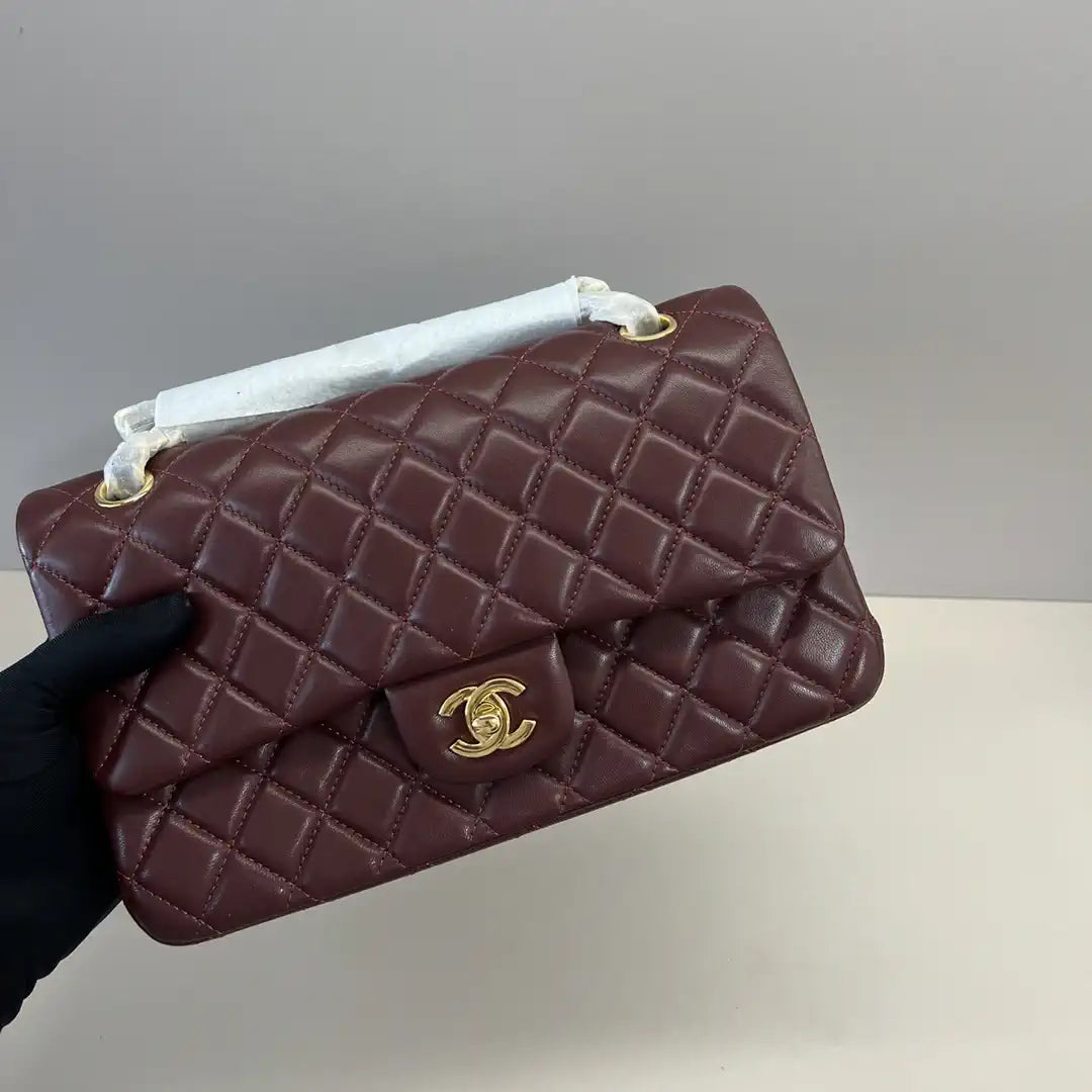 Chanel A01112 Flap Classic 11.12 Handbag Lambskin Wine Red