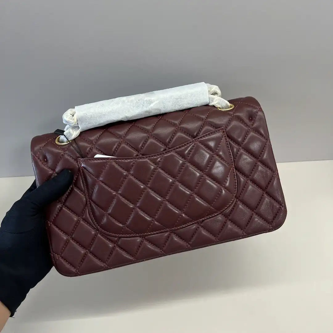 Chanel A01112 Flap Classic 11.12 Handbag Lambskin Wine Red