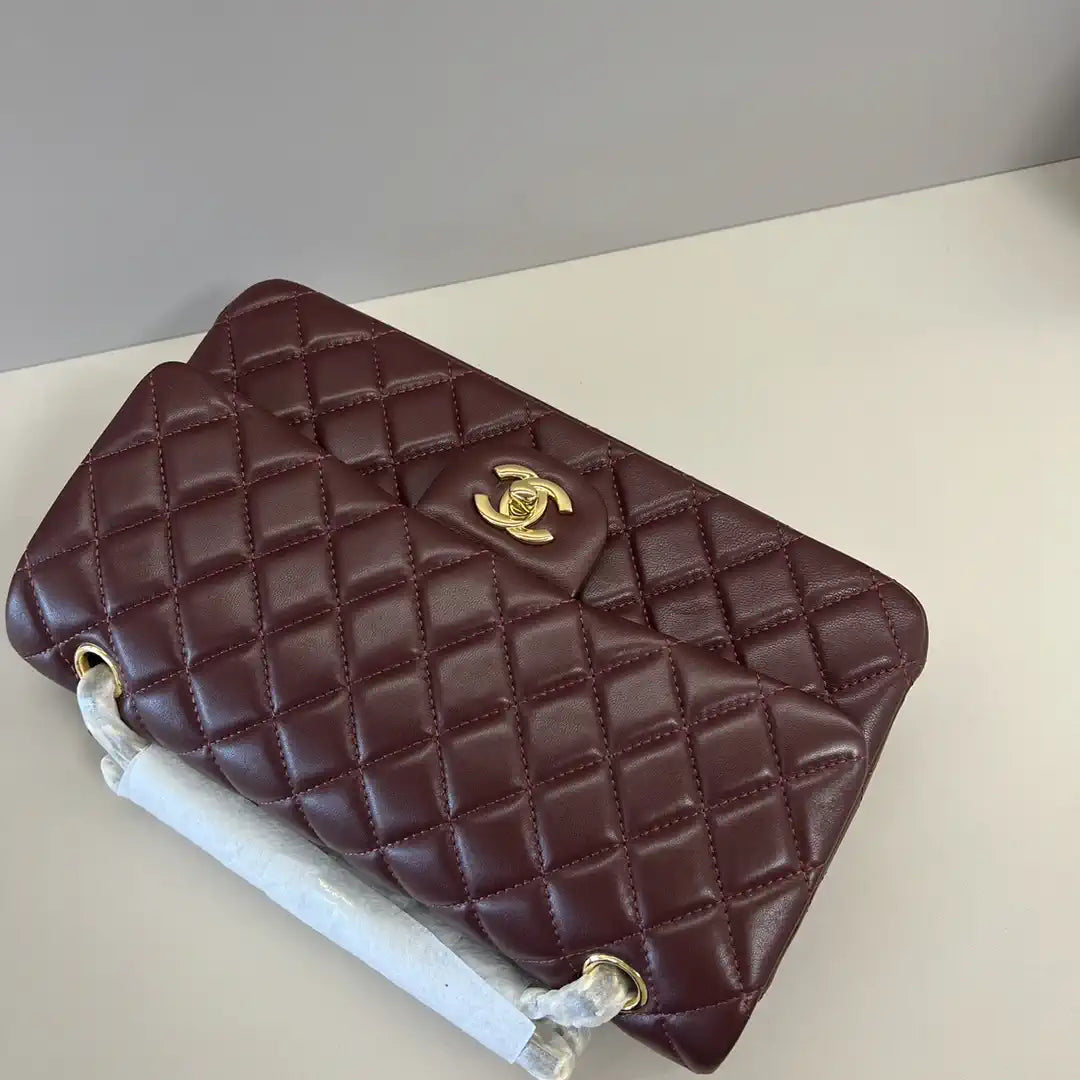 Chanel A01112 Flap Classic 11.12 Handbag Lambskin Wine Red