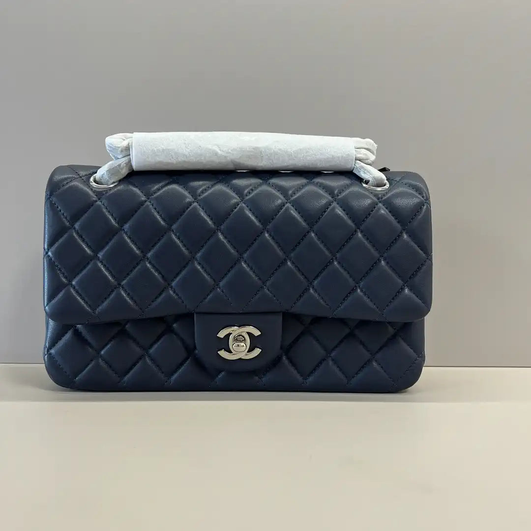 Chanel A01112 Flap Classic 11.12 Handbag Lambskin Navy Blue