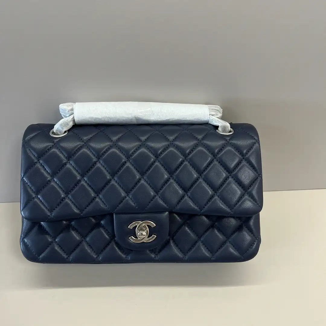 Chanel A01112 Flap Classic 11.12 Handbag Lambskin Navy Blue