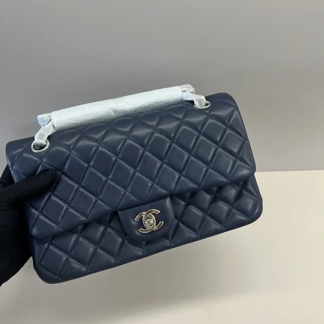 Chanel A01112 Flap Classic 11.12 Handbag Lambskin Navy Blue