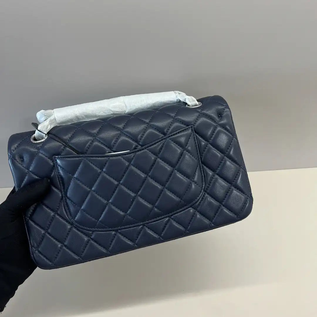Chanel A01112 Flap Classic 11.12 Handbag Lambskin Navy Blue