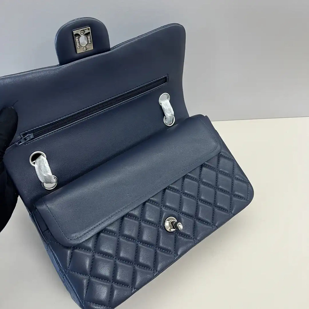 Chanel A01112 Flap Classic 11.12 Handbag Lambskin Navy Blue