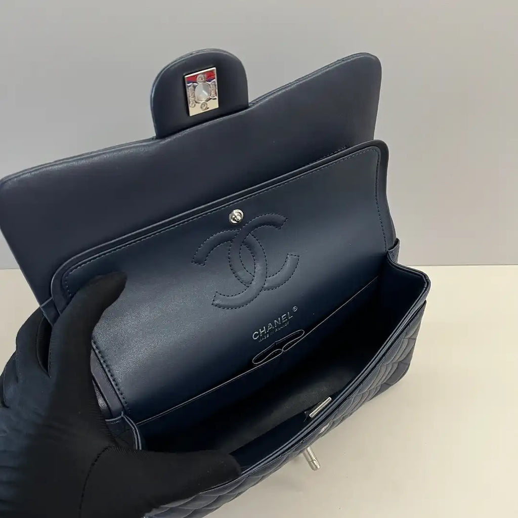 Chanel A01112 Flap Classic 11.12 Handbag Lambskin Navy Blue