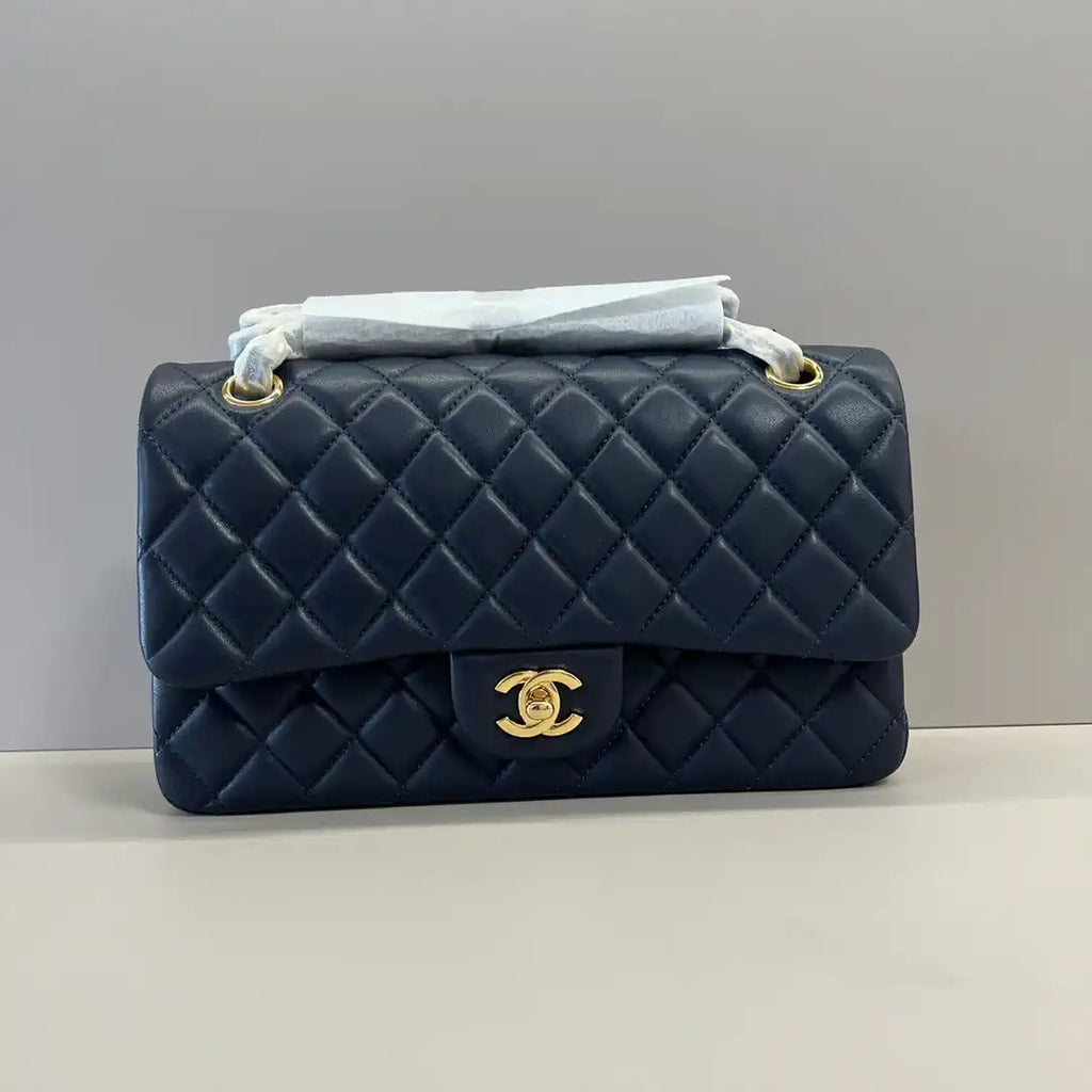 Chanel A01112 Flap Classic 11.12 Handbag Lambskin Navy Blue