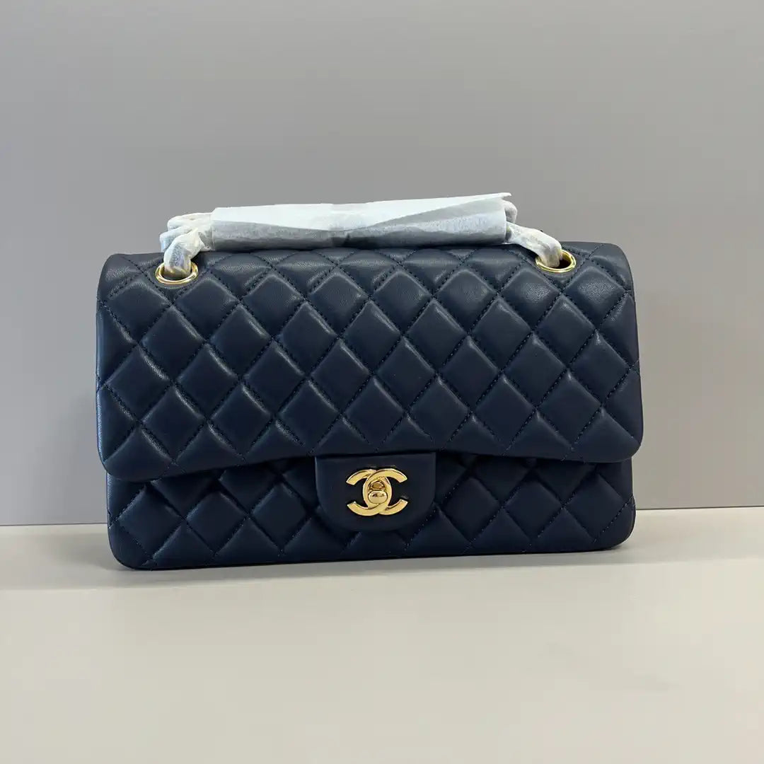 Chanel A01112 Flap Classic 11.12 Handbag Lambskin Navy Blue