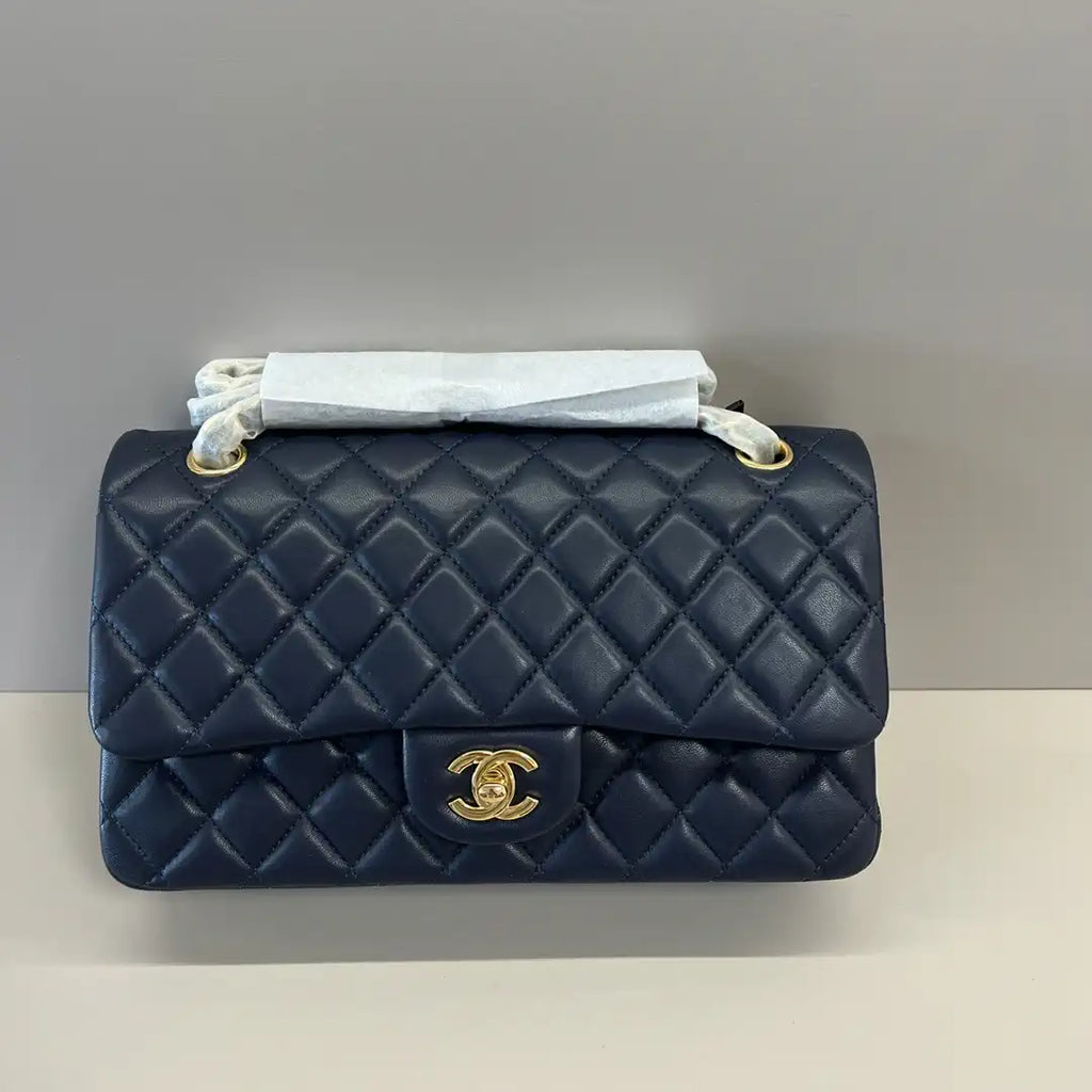 Chanel A01112 Flap Classic 11.12 Handbag Lambskin Navy Blue