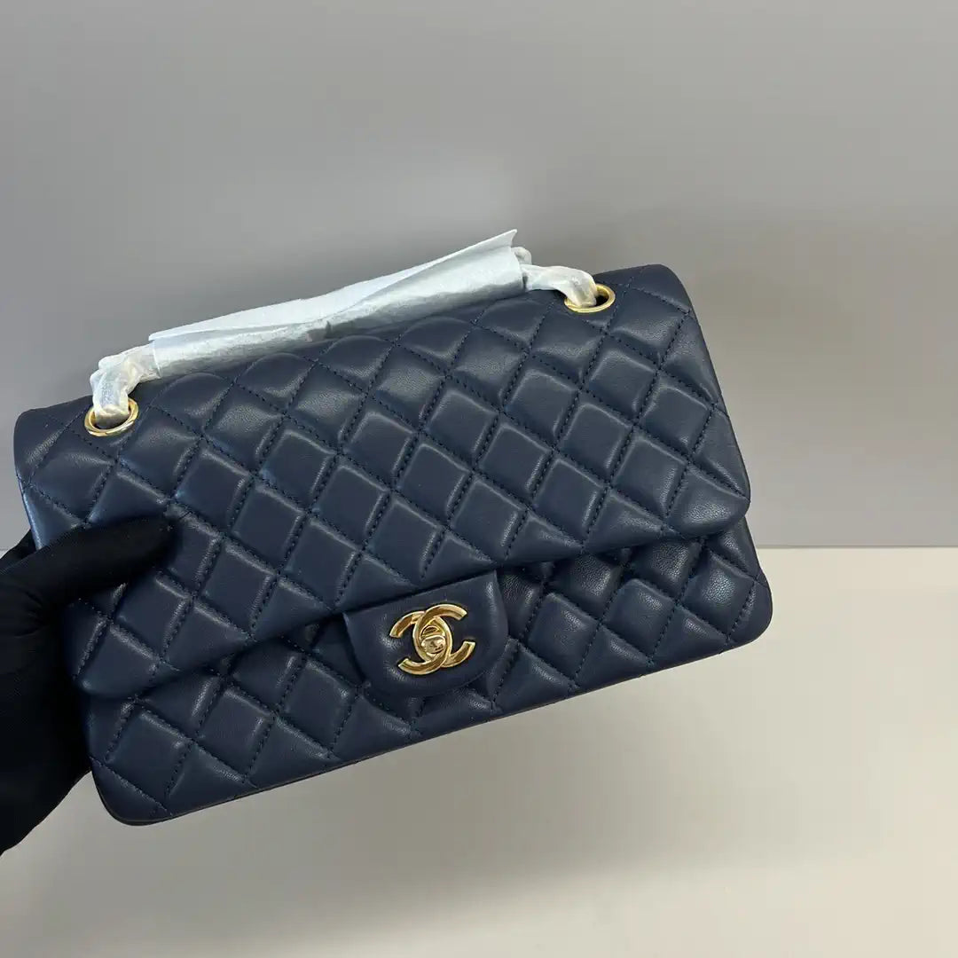 Chanel A01112 Flap Classic 11.12 Handbag Lambskin Navy Blue