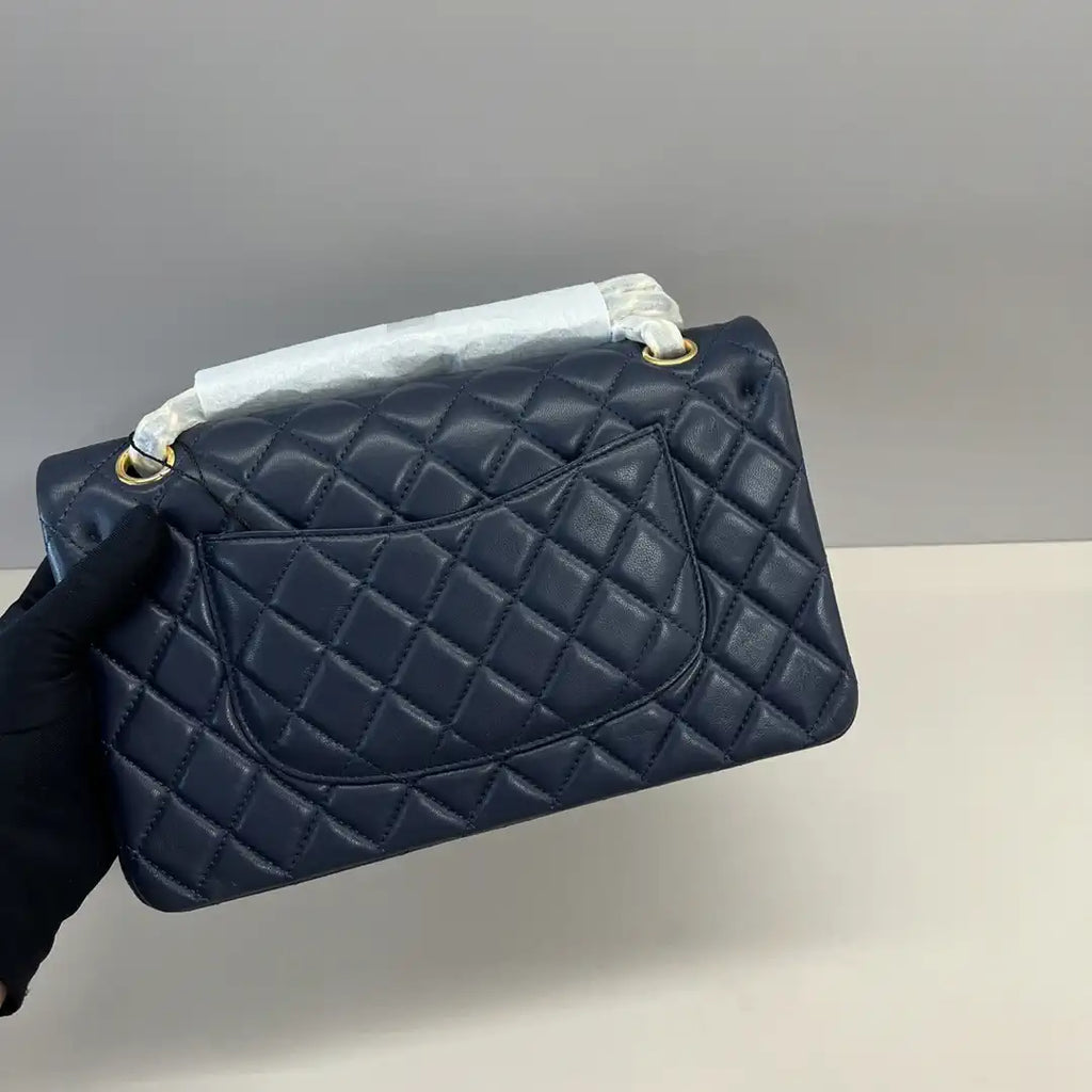 Chanel A01112 Flap Classic 11.12 Handbag Lambskin Navy Blue