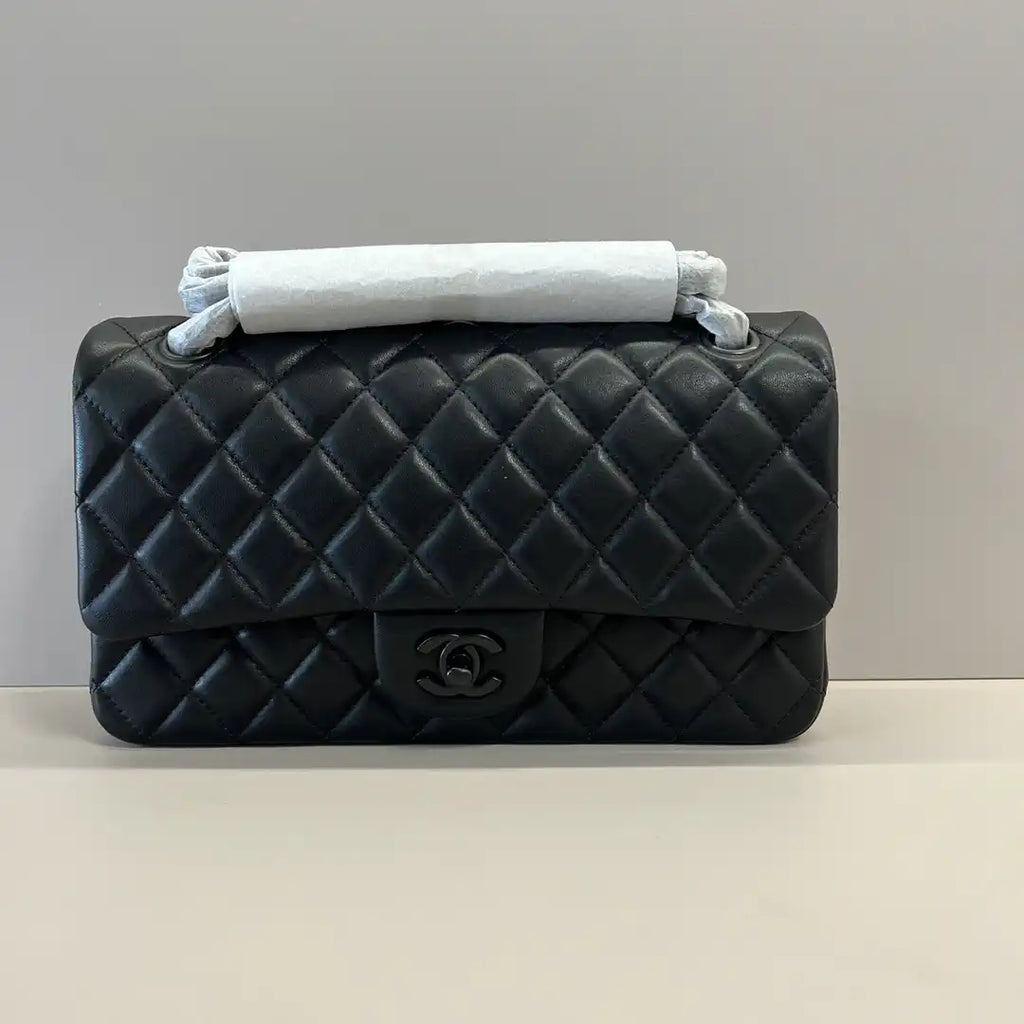 Chanel A01112 Flap Classic 11.12 Handbag Lambskin Black with Black Hardware