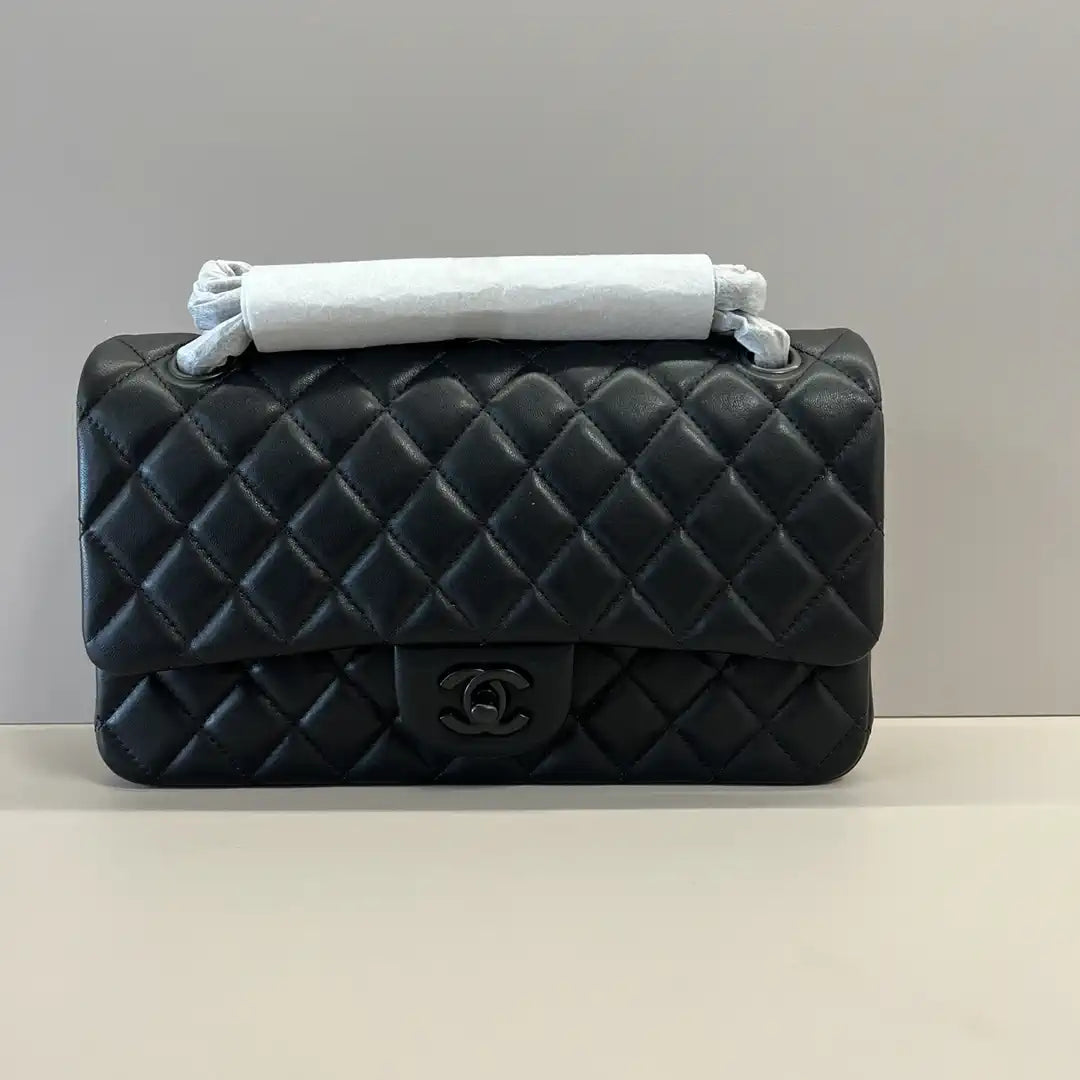 Chanel A01112 Flap Classic 11.12 Handbag Lambskin Black with Black Hardware
