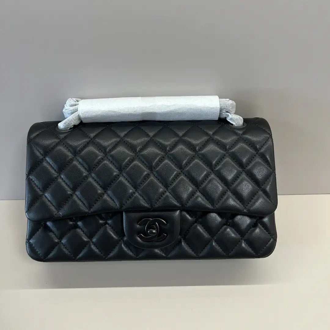 Chanel A01112 Flap Classic 11.12 Handbag Lambskin Black with Black Hardware