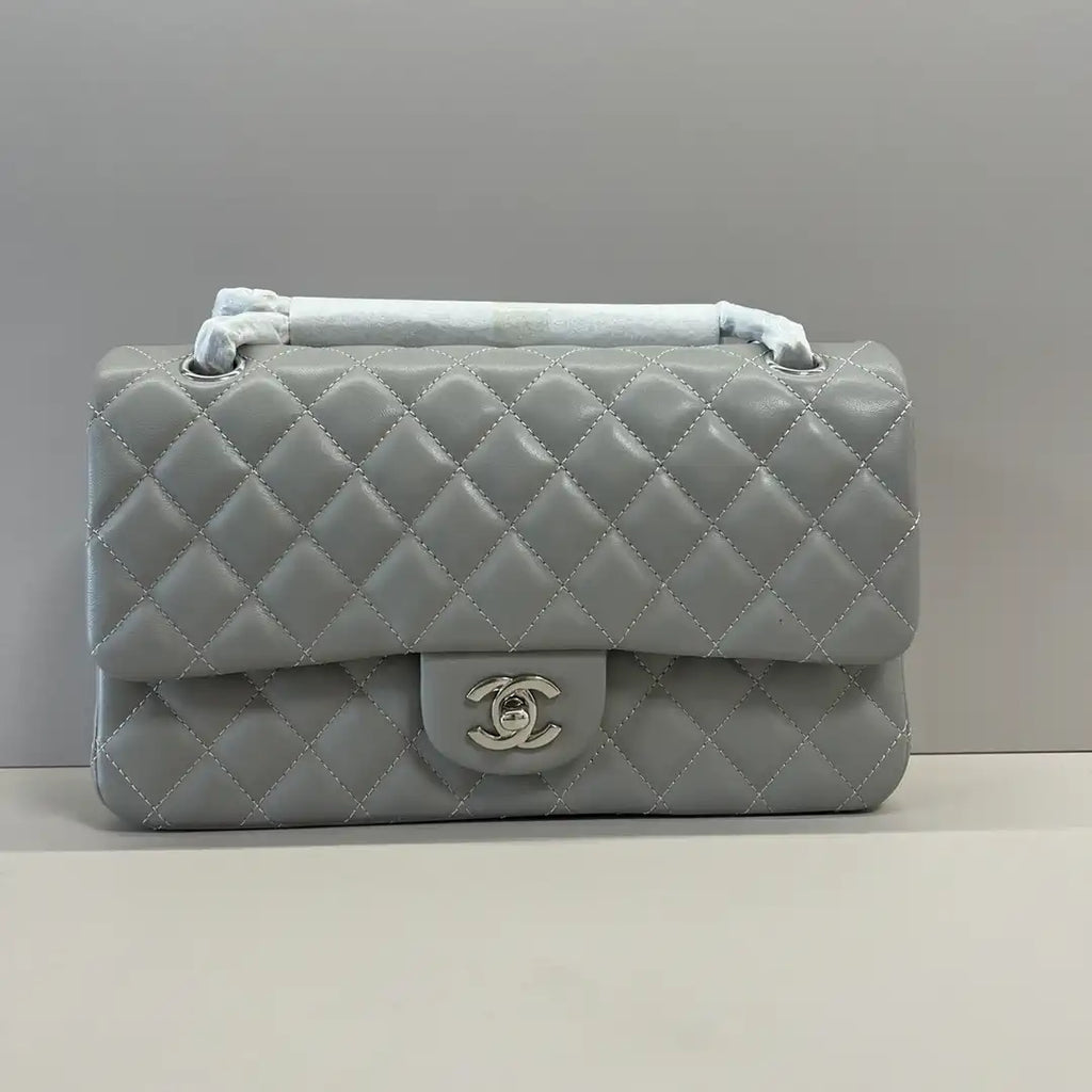 Chanel A01112 Flap Classic 11.12 Handbag Lambskin Light Gray