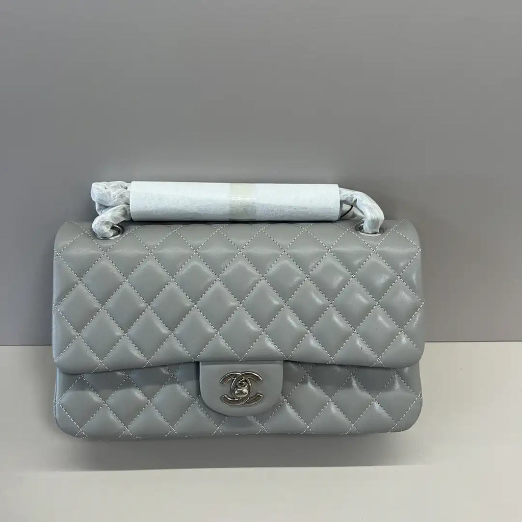 Chanel A01112 Flap Classic 11.12 Handbag Lambskin Light Gray