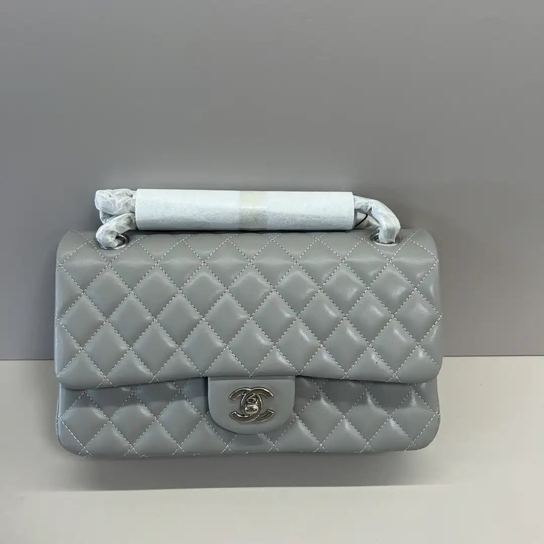 Chanel A01112 Flap Classic 11.12 Handbag Lambskin Light Gray