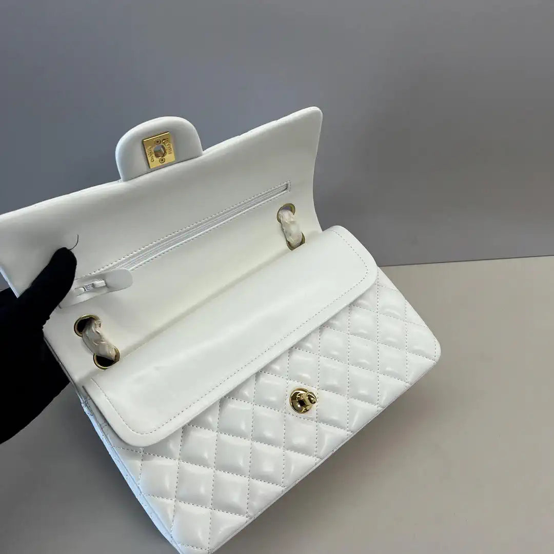 Chanel A01112 Flap Classic 11.12 Handbag Lambskin White