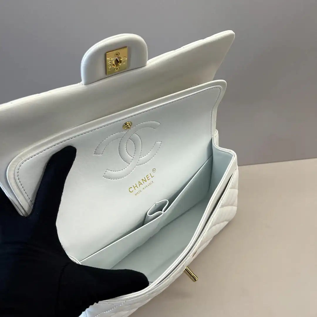 Chanel A01112 Flap Classic 11.12 Handbag Lambskin White