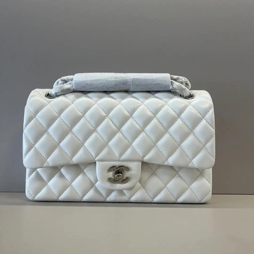 Chanel A01112 Flap Classic 11.12 Handbag Lambskin White