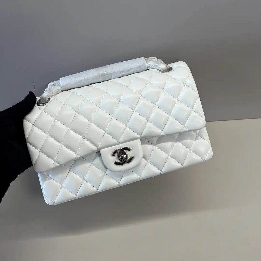 Chanel A01112 Flap Classic 11.12 Handbag Lambskin White