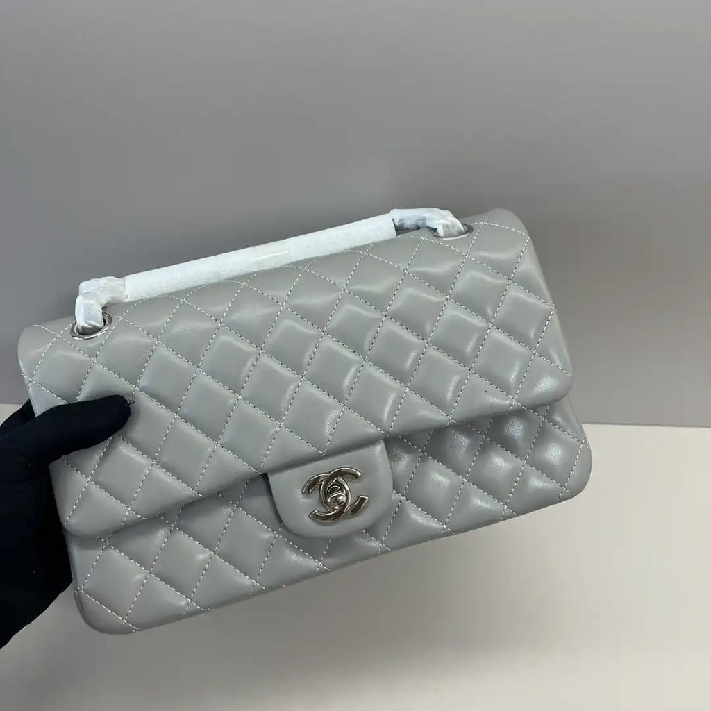 Chanel A01112 Flap Classic 11.12 Handbag Lambskin Light Gray