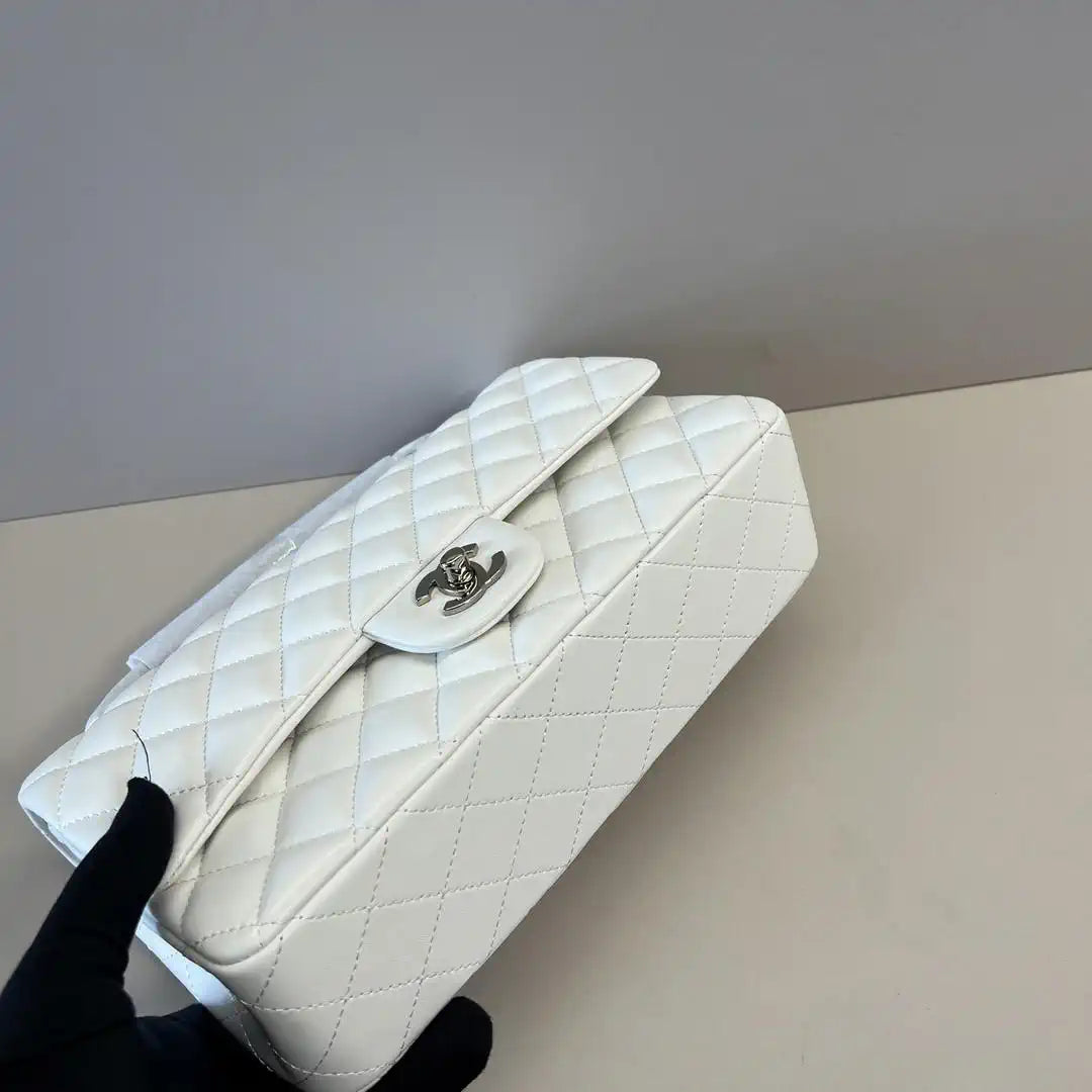 Chanel A01112 Flap Classic 11.12 Handbag Lambskin White