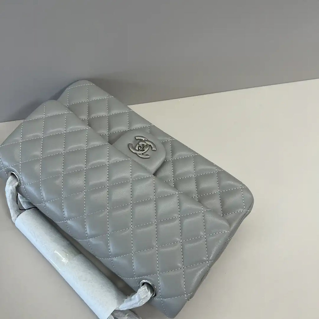 Chanel A01112 Flap Classic 11.12 Handbag Lambskin Light Gray