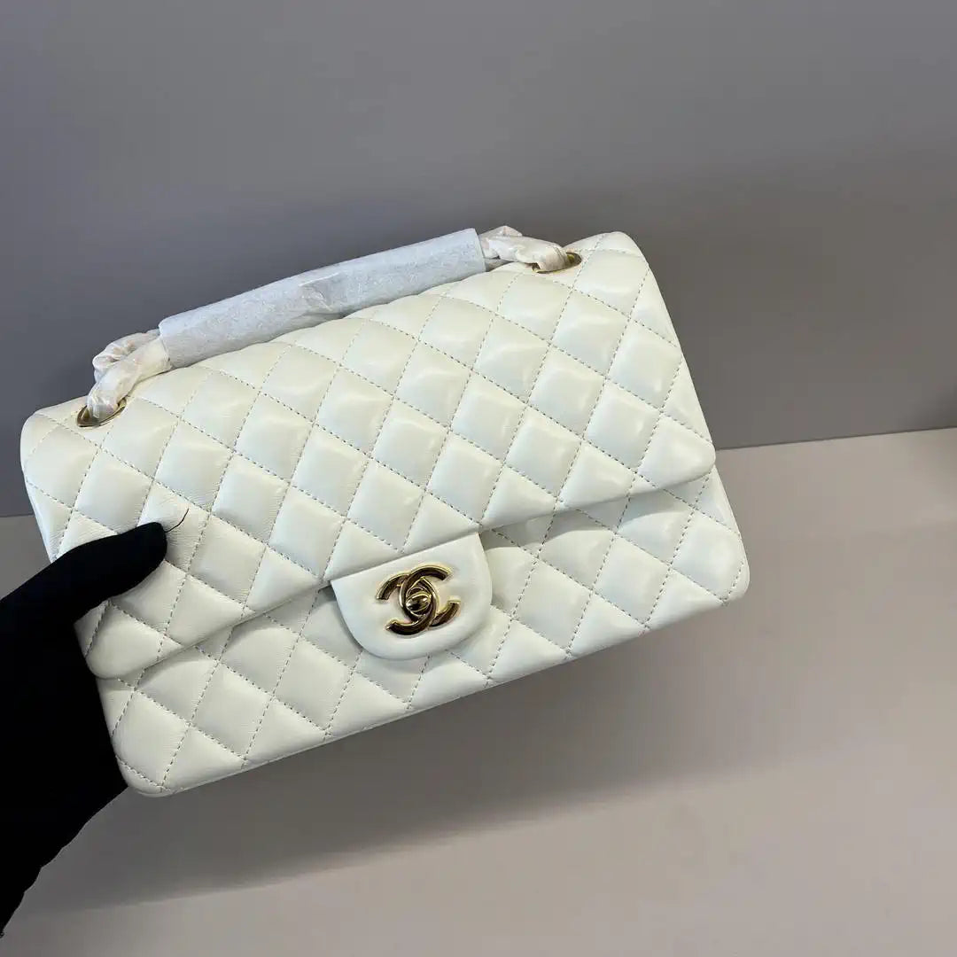 Chanel A01112 Flap Classic 11.12 Handbag Lambskin Beige