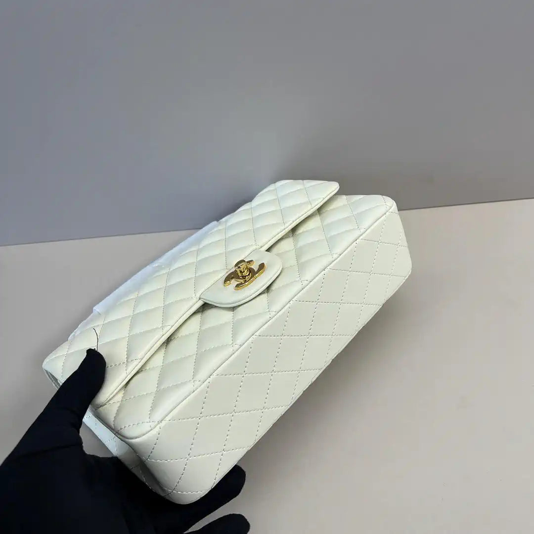 Chanel A01112 Flap Classic 11.12 Handbag Lambskin Beige