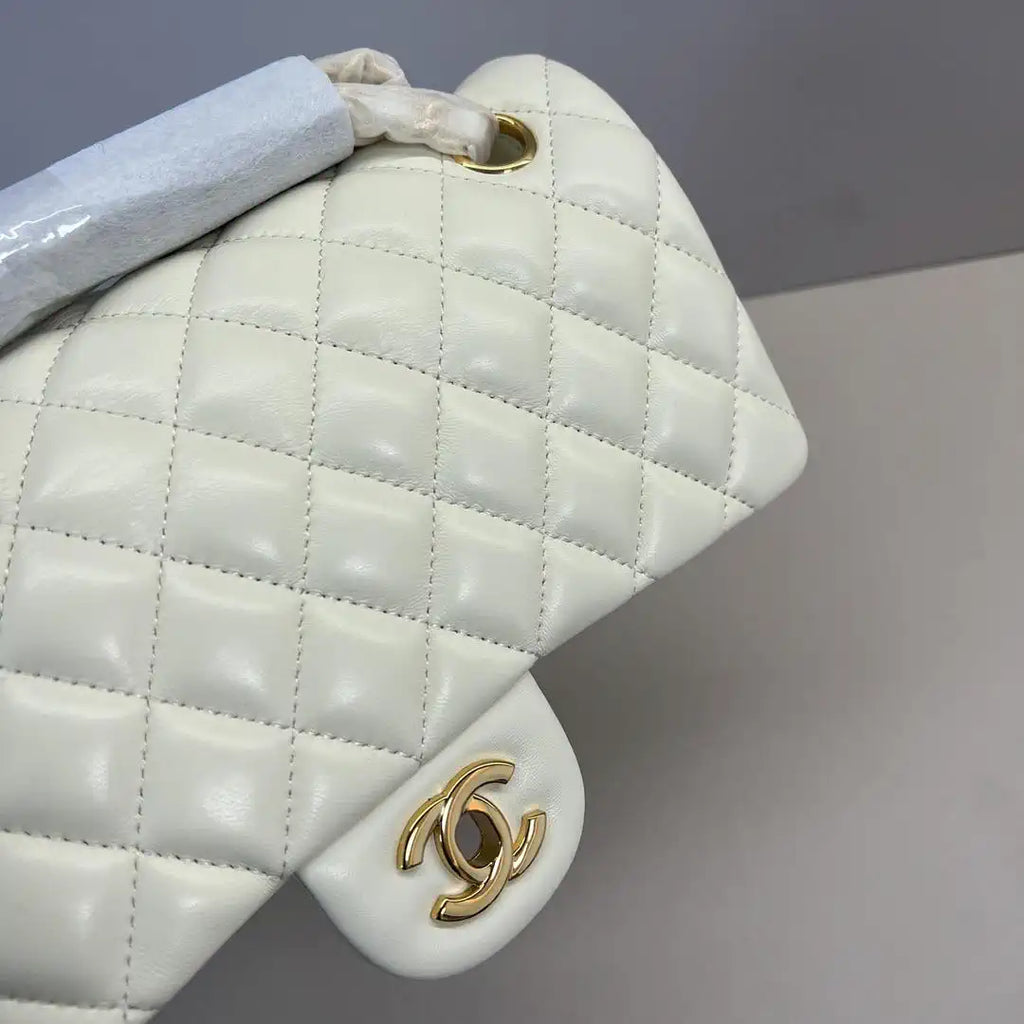 Chanel A01112 Flap Classic 11.12 Handbag Lambskin Beige