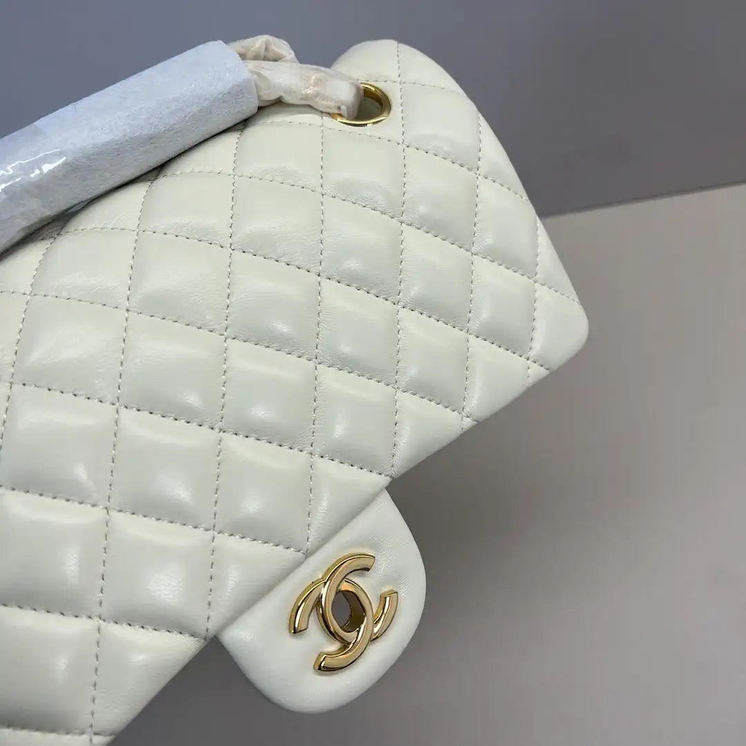 Chanel A01112 Flap Classic 11.12 Handbag Lambskin Beige