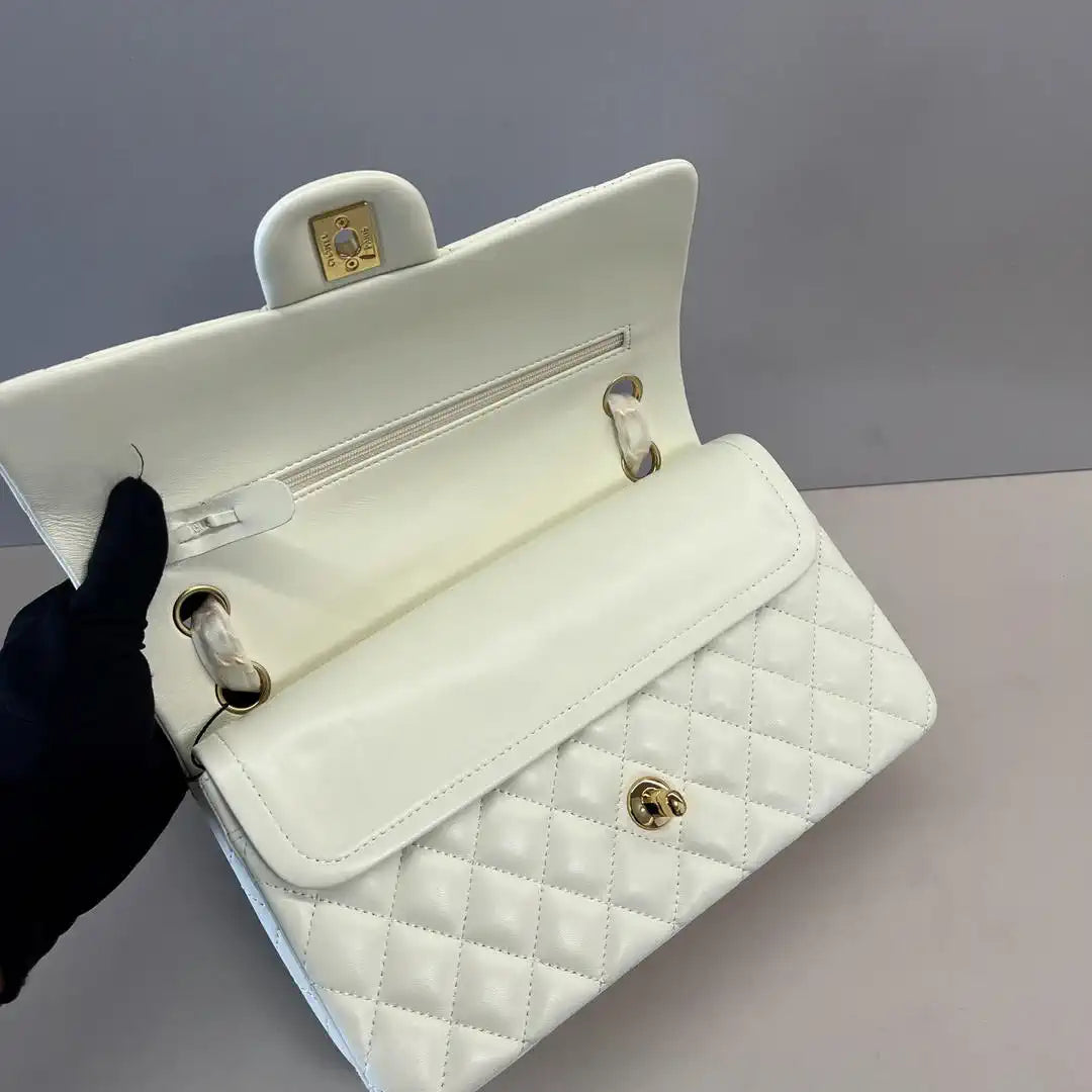 Chanel A01112 Flap Classic 11.12 Handbag Lambskin Beige