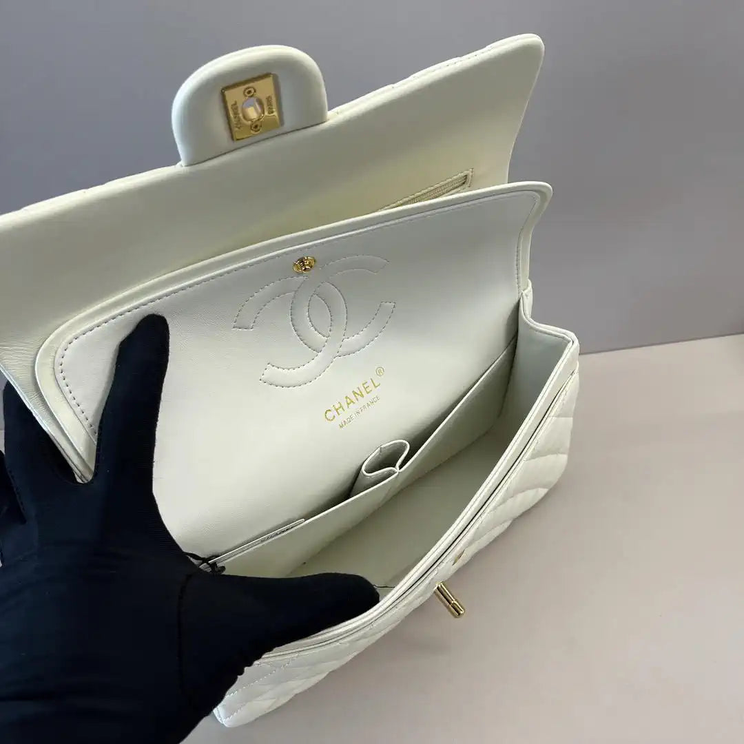Chanel A01112 Flap Classic 11.12 Handbag Lambskin Beige