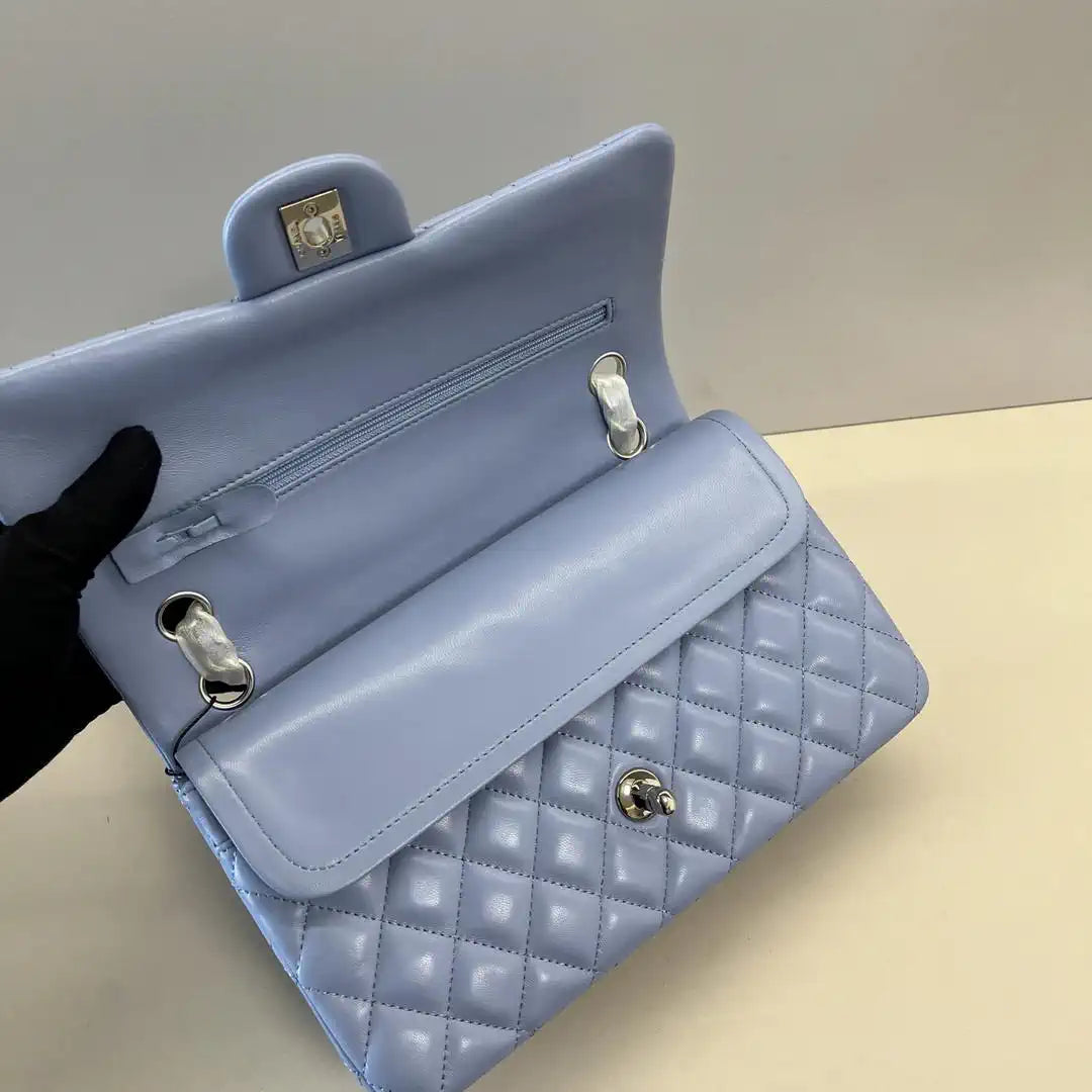 Chanel A01112 Flap Classic 11.12 Handbag Lambskin Dark Blue Light