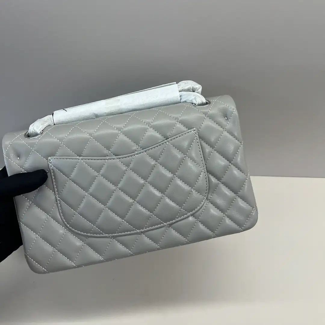 Chanel A01112 Flap Classic 11.12 Handbag Lambskin Light Gray