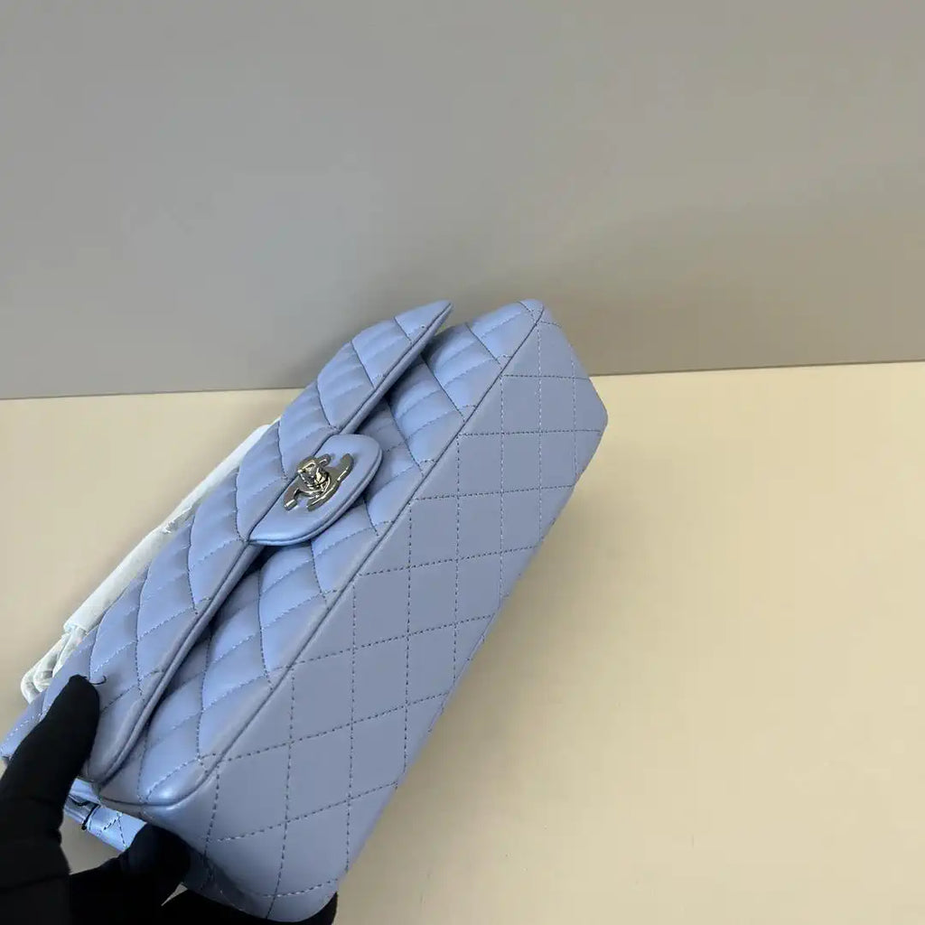 Chanel A01112 Flap Classic 11.12 Handbag Lambskin Dark Blue Light
