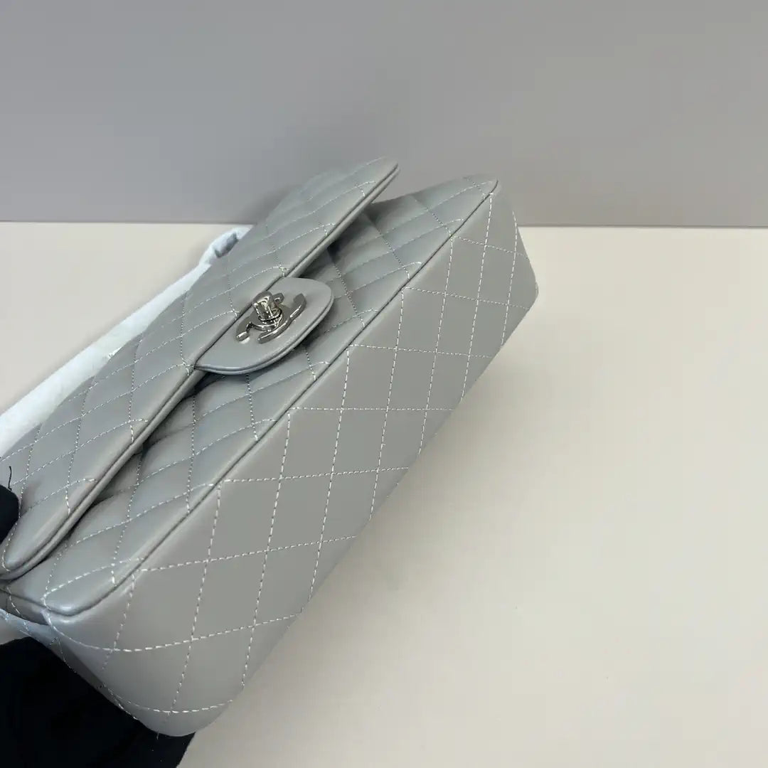 Chanel A01112 Flap Classic 11.12 Handbag Lambskin Light Gray