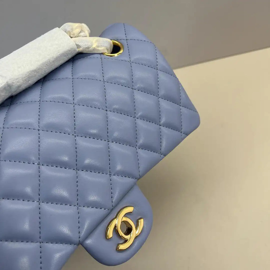 Chanel A01112 Flap Classic 11.12 Handbag Lambskin Dark Blue Light
