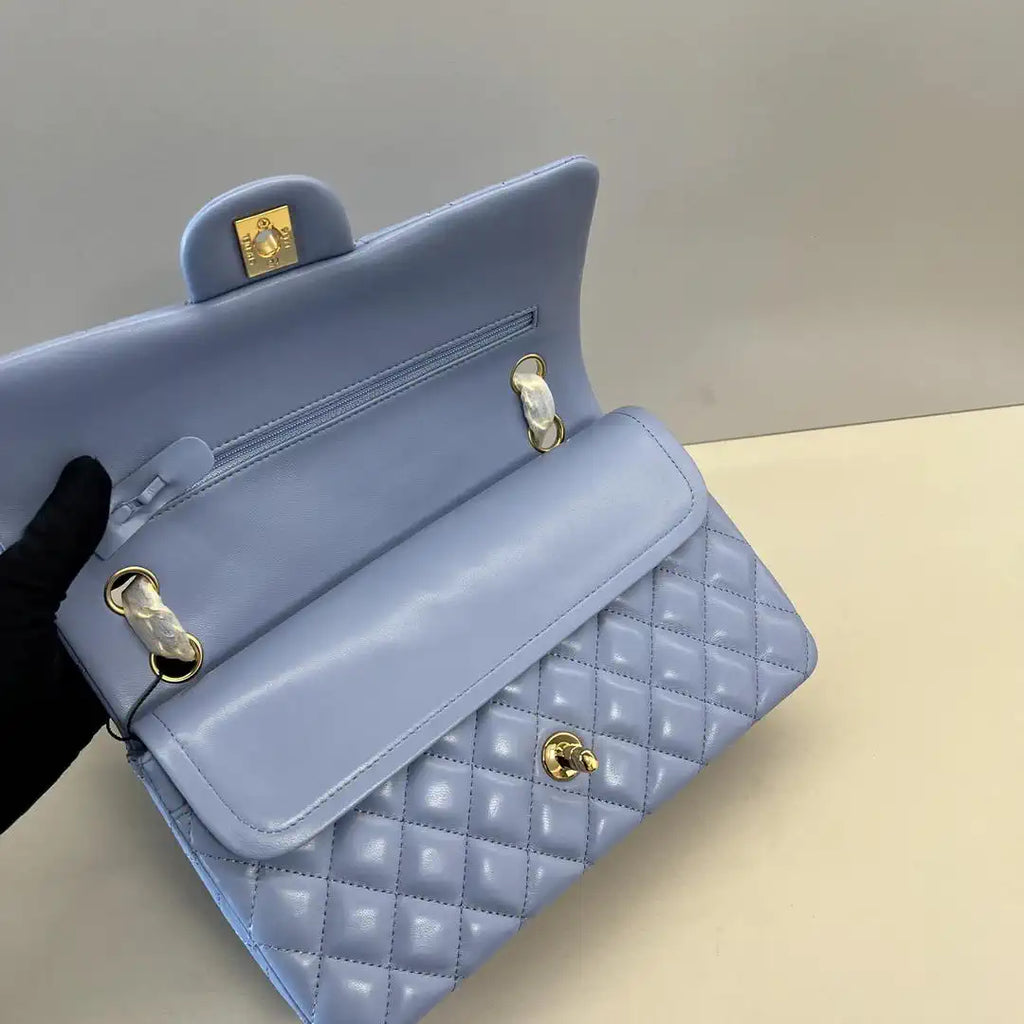 Chanel A01112 Flap Classic 11.12 Handbag Lambskin Dark Blue Light