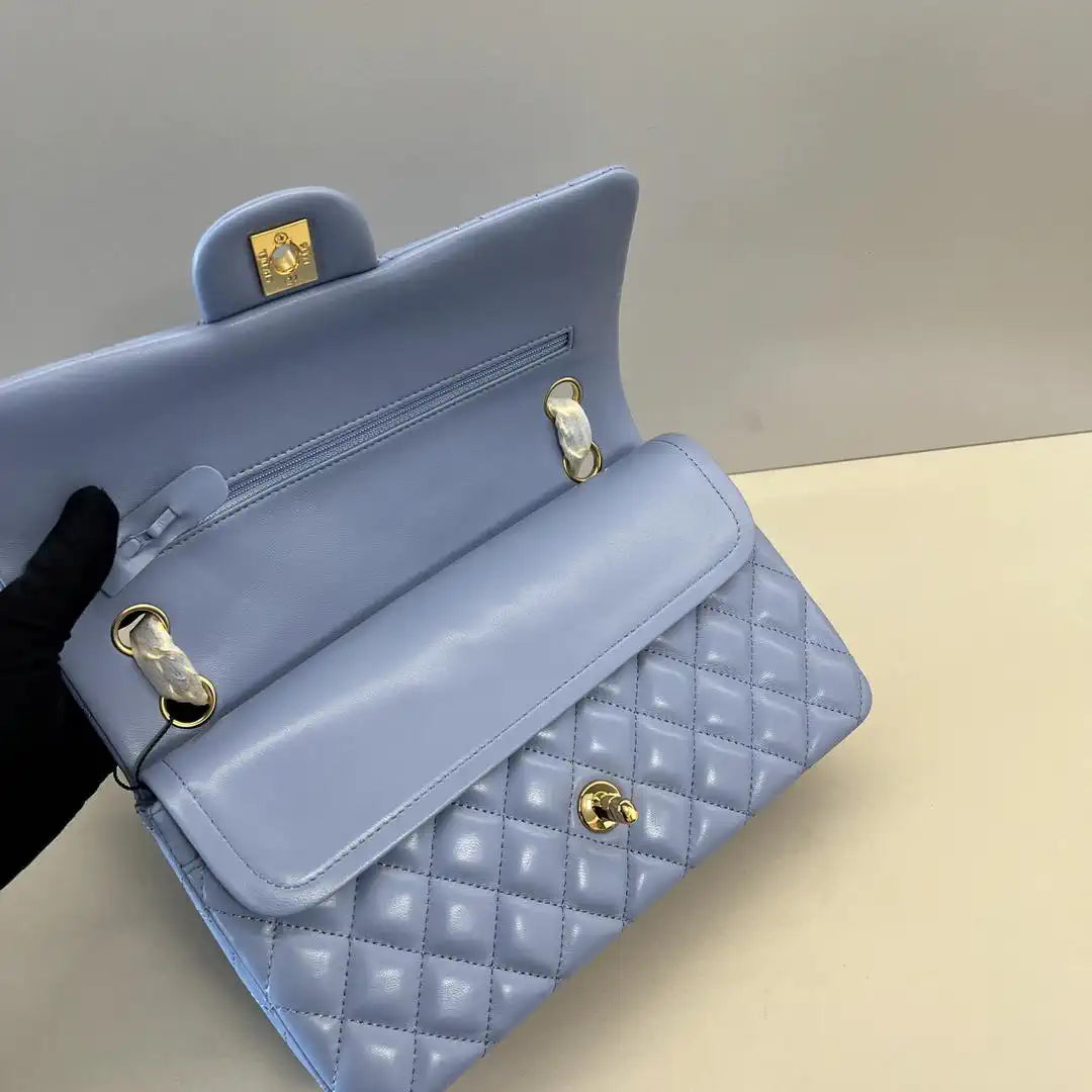 Chanel A01112 Flap Classic 11.12 Handbag Lambskin Dark Blue Light