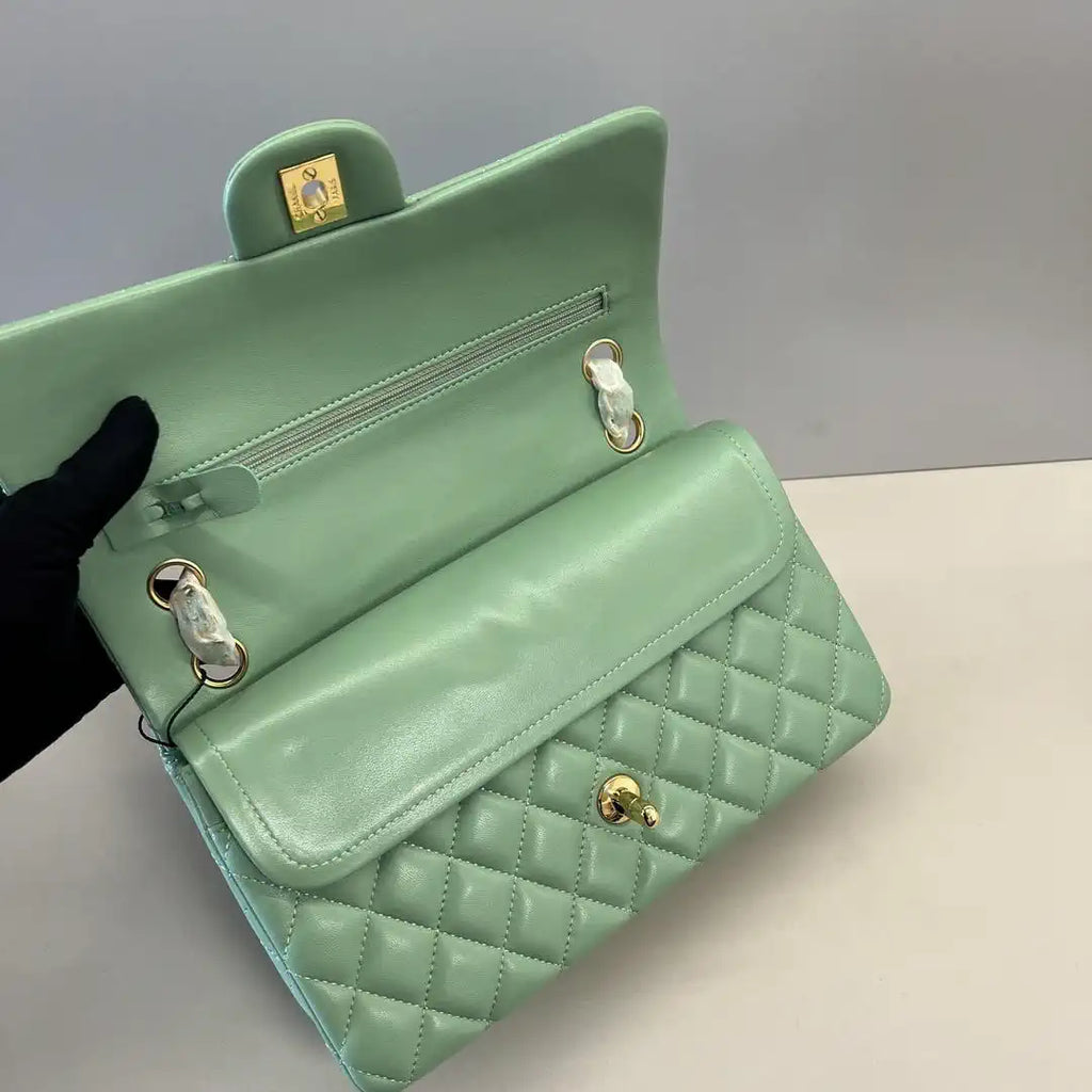 Chanel A01112 Flap Classic 11.12 Handbag Lambskin Mint Green