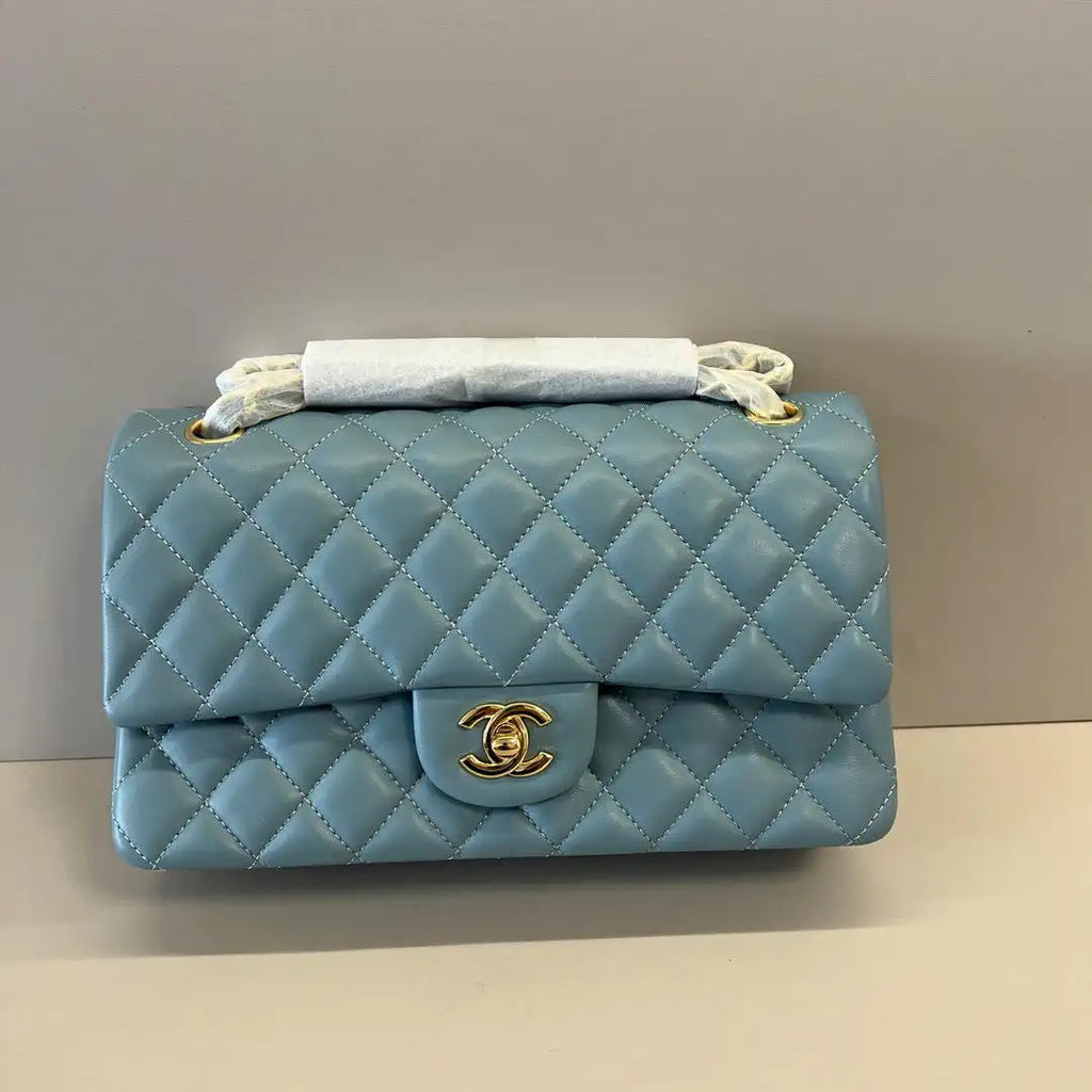 Chanel A01112 Flap Classic 11.12 Handbag Lambskin Blue Gray