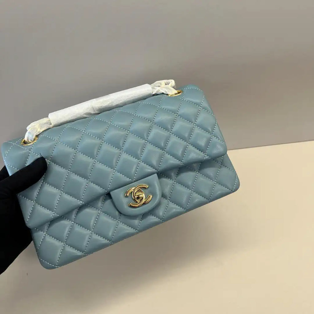 Chanel A01112 Flap Classic 11.12 Handbag Lambskin Blue Gray
