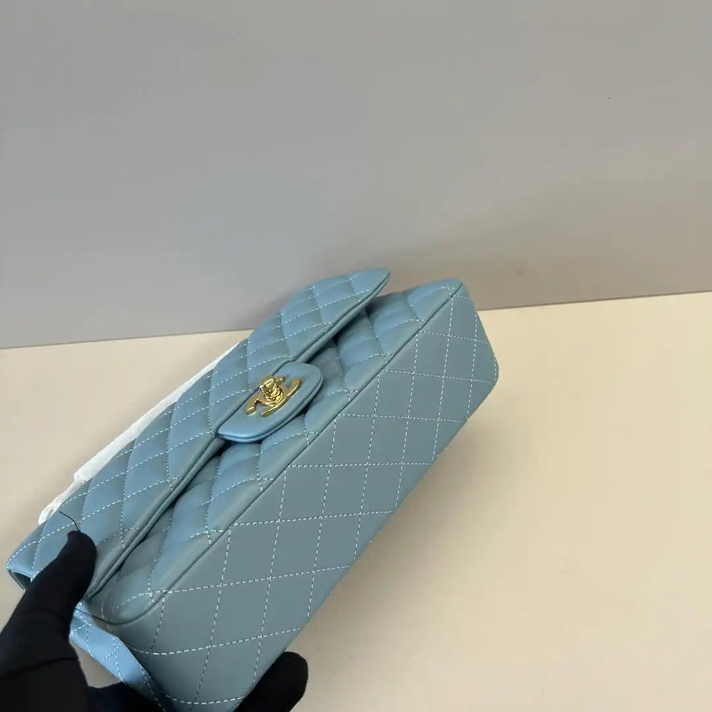 Chanel A01112 Flap Classic 11.12 Handbag Lambskin Blue Gray