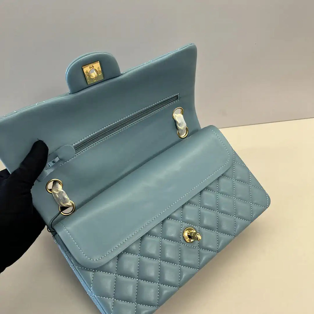 Chanel A01112 Flap Classic 11.12 Handbag Lambskin Blue Gray