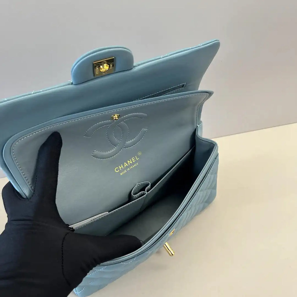 Chanel A01112 Flap Classic 11.12 Handbag Lambskin Blue Gray