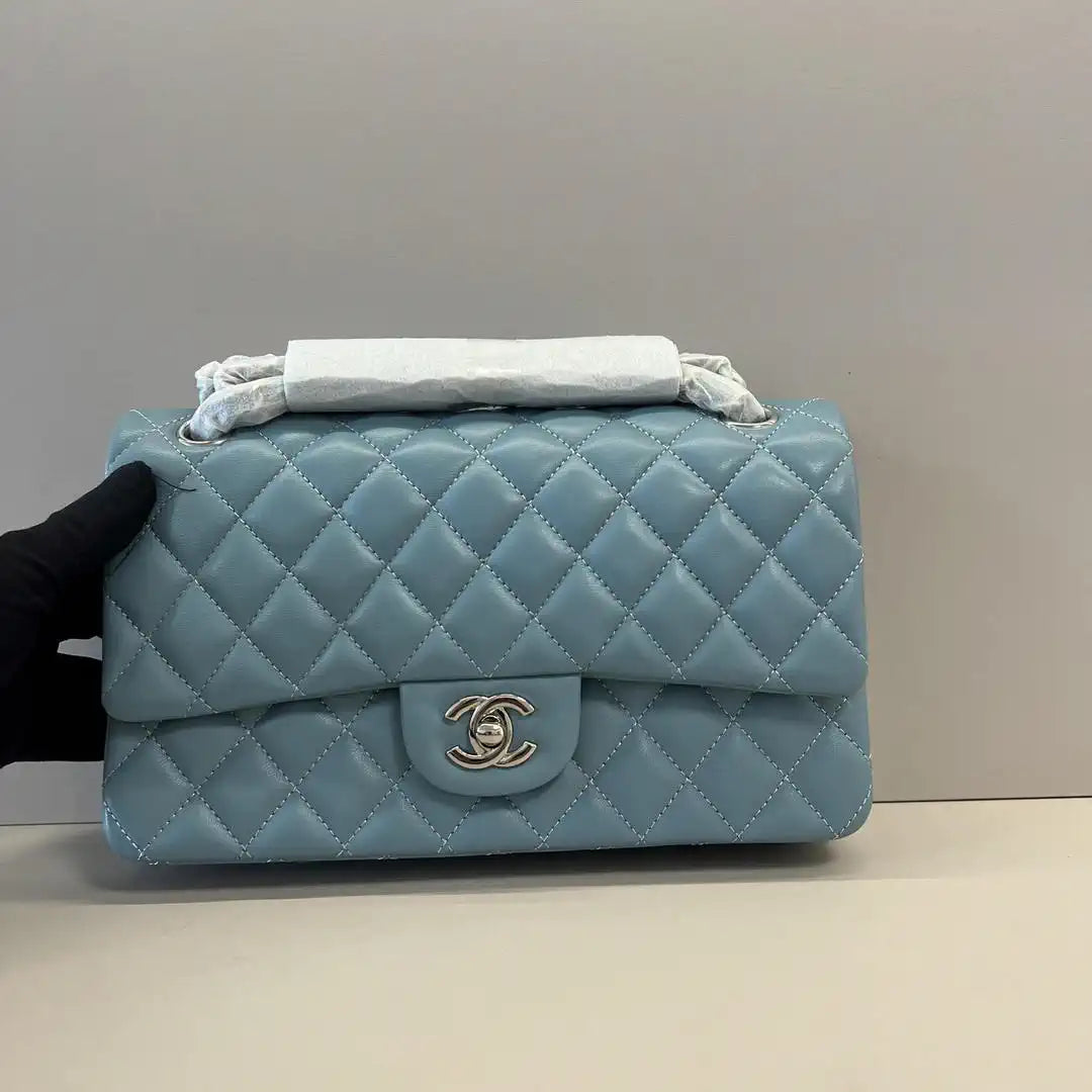 Chanel A01112 Flap Classic 11.12 Handbag Lambskin Blue Gray