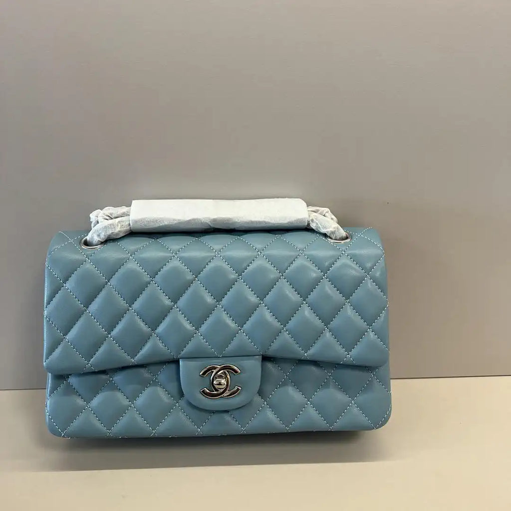Chanel A01112 Flap Classic 11.12 Handbag Lambskin Blue Gray