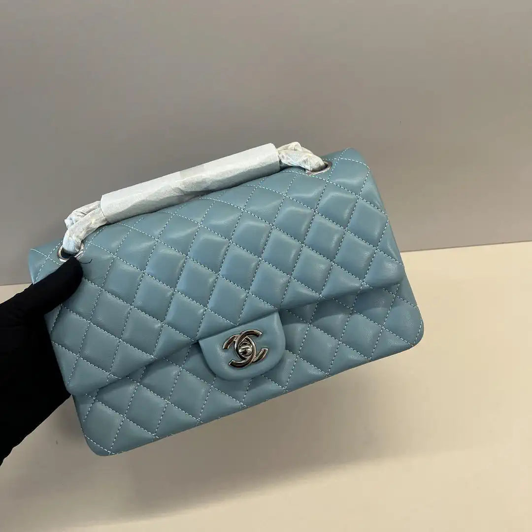 Chanel A01112 Flap Classic 11.12 Handbag Lambskin Blue Gray